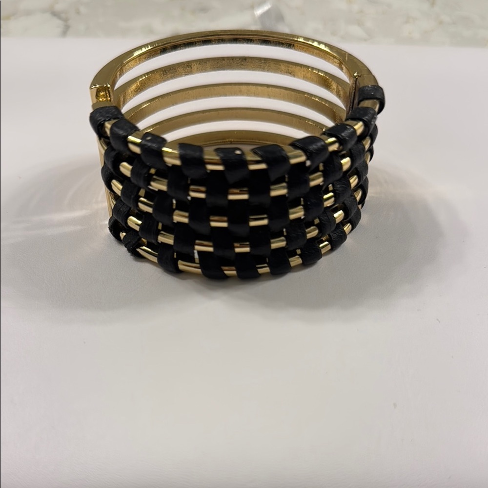 Banana Republic Gold and Black Geometric Cuff Bracelet